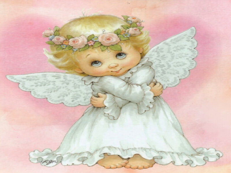Angel Child with Wings — Pink, Serene