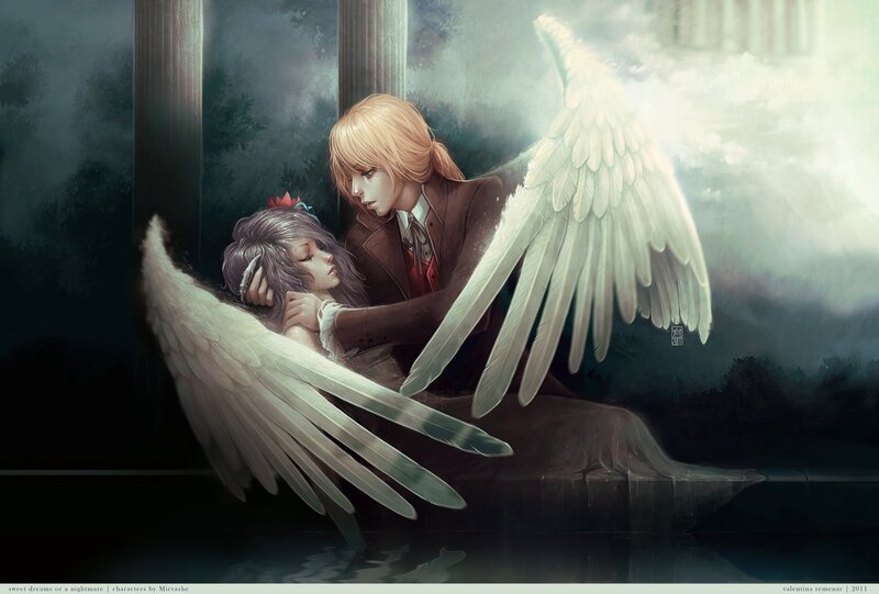 Angel comforting a sleeping girl