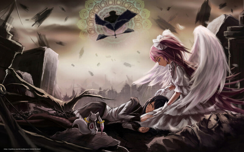 Angel comforts fallen warrior