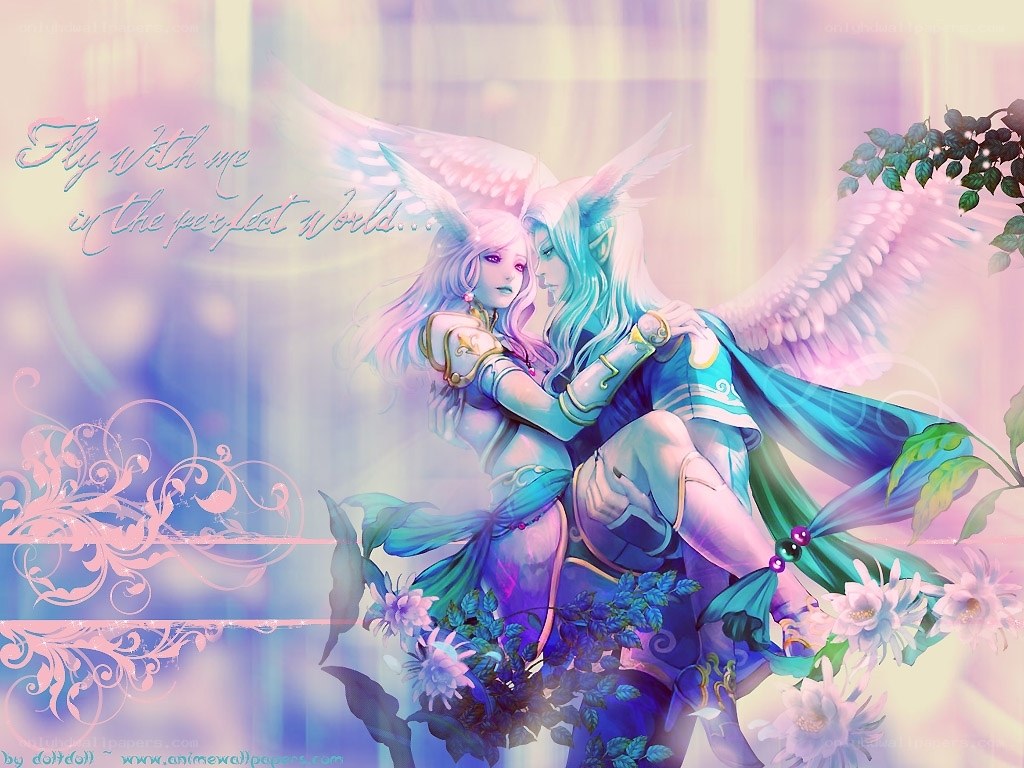 Angel couple in a perfect world
