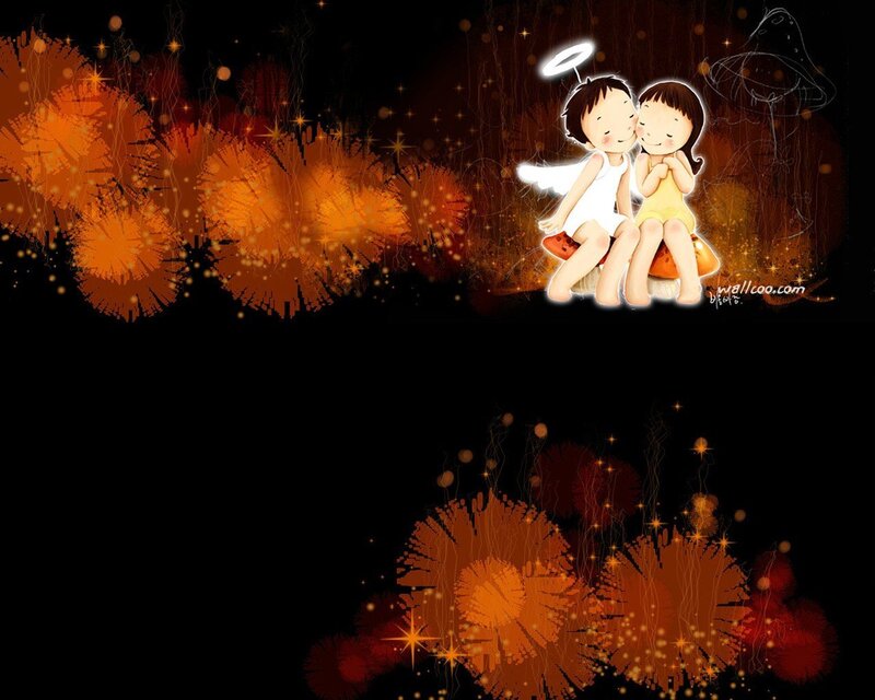 Angel couple on mushrooms