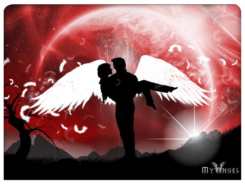 angel couple silhouette