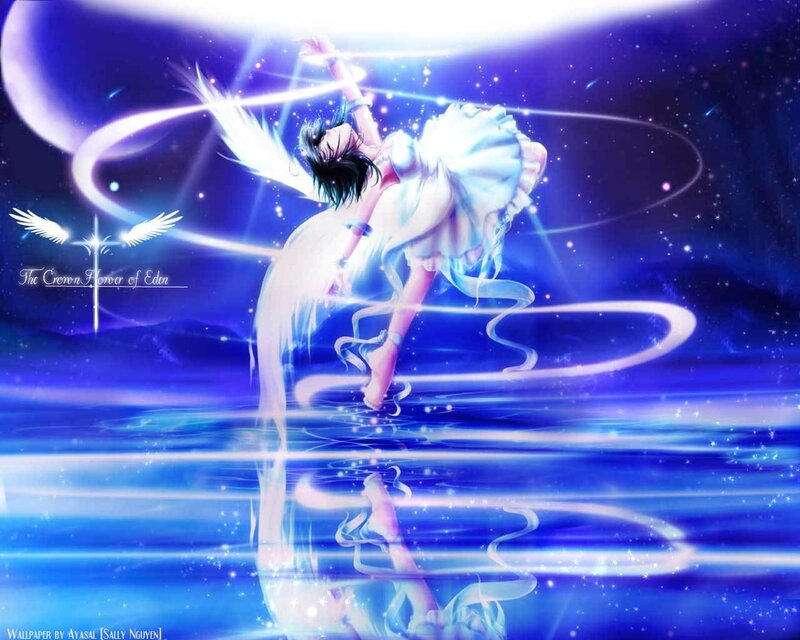 Angel dancer in blue light