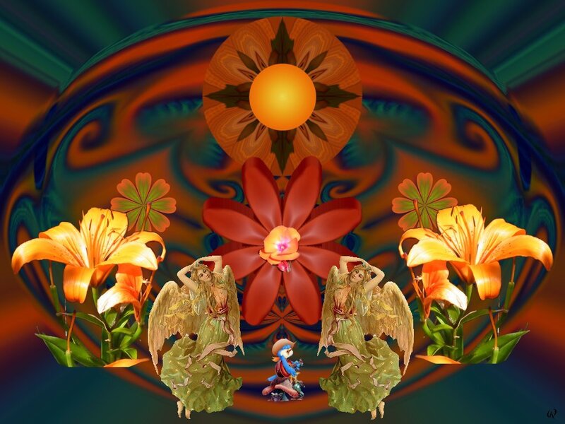Angel dancers with flowers