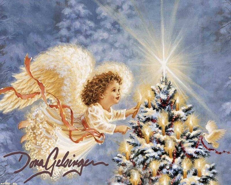 Angel Decorating Tree — Blue