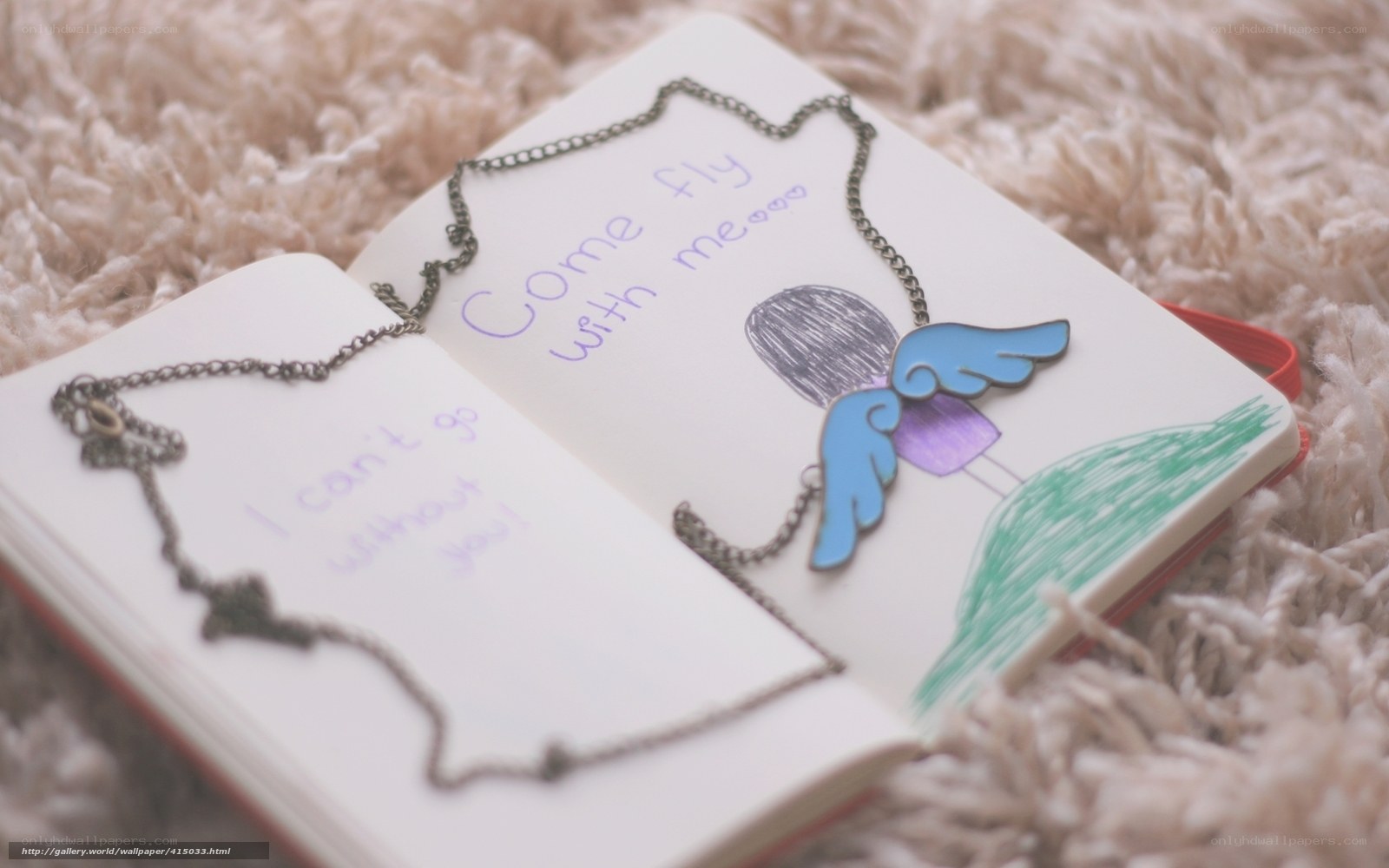 Angel drawing in notebook