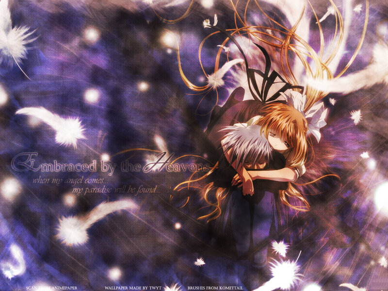 Angel embrace in starlight