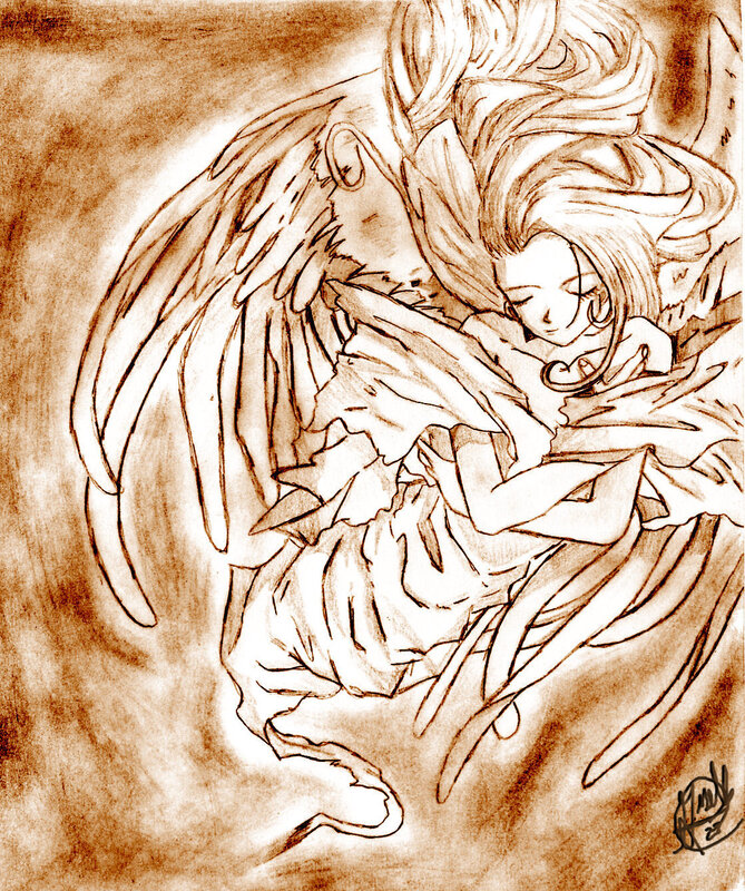 angel embracing a child