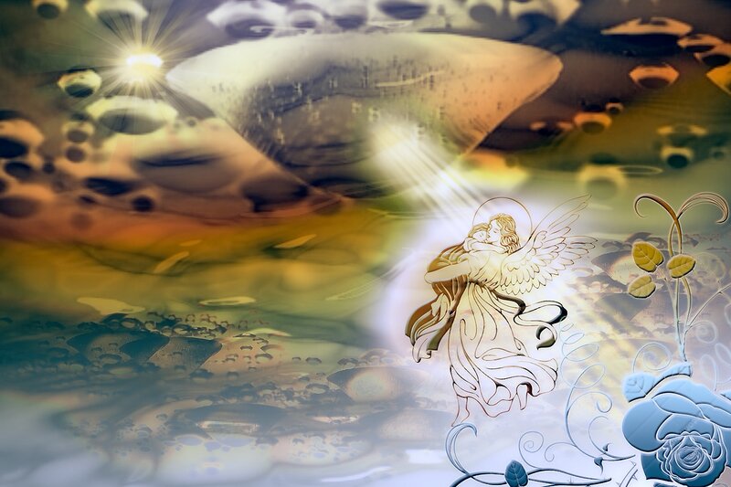 Angel Embracing a Person — Gold