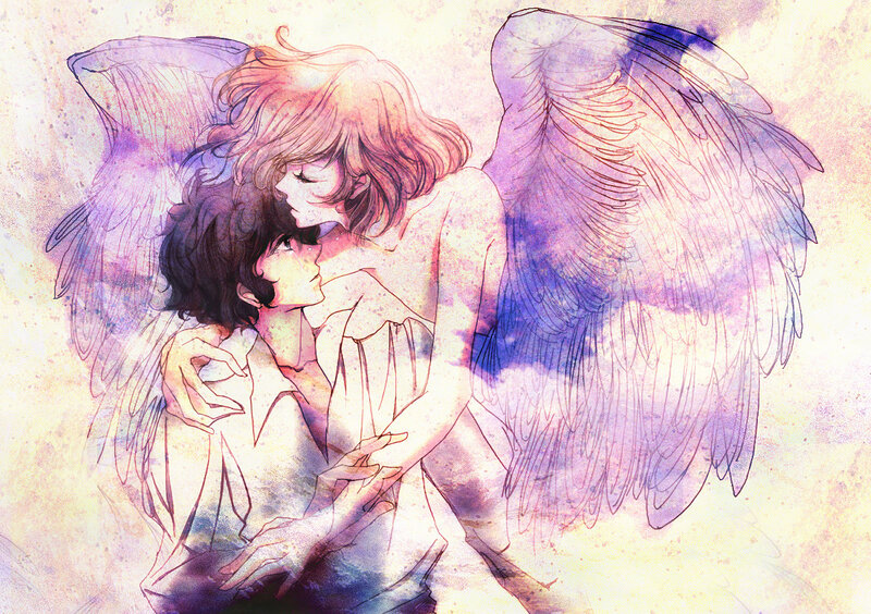 angel embracing a person