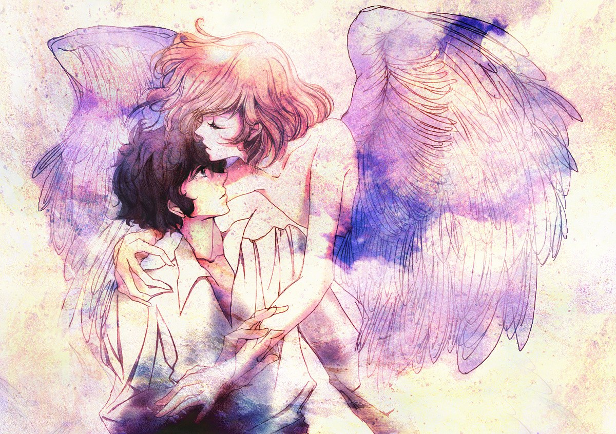 angel embracing a person