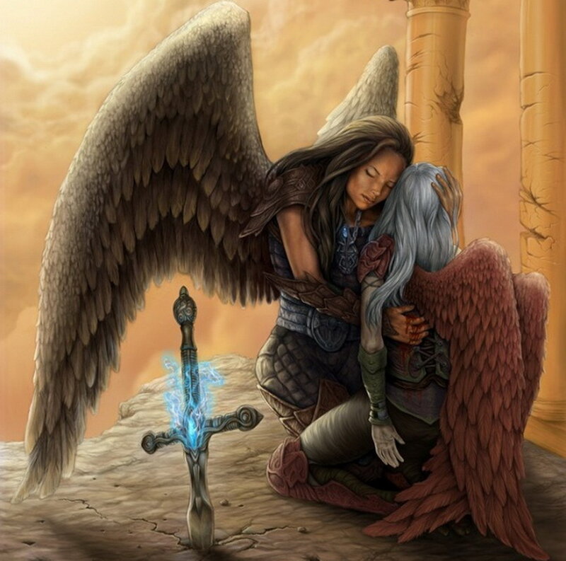 Angel Embracing Fallen Angel