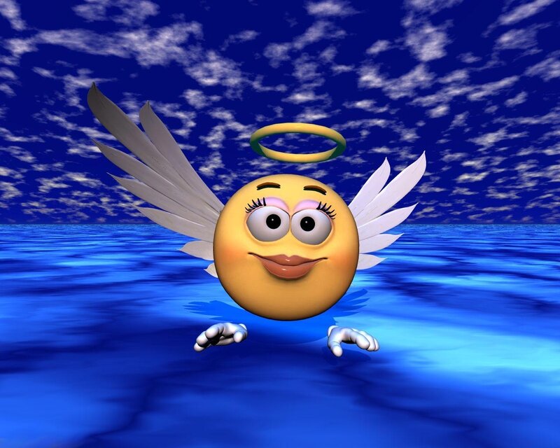 angel emoji over water