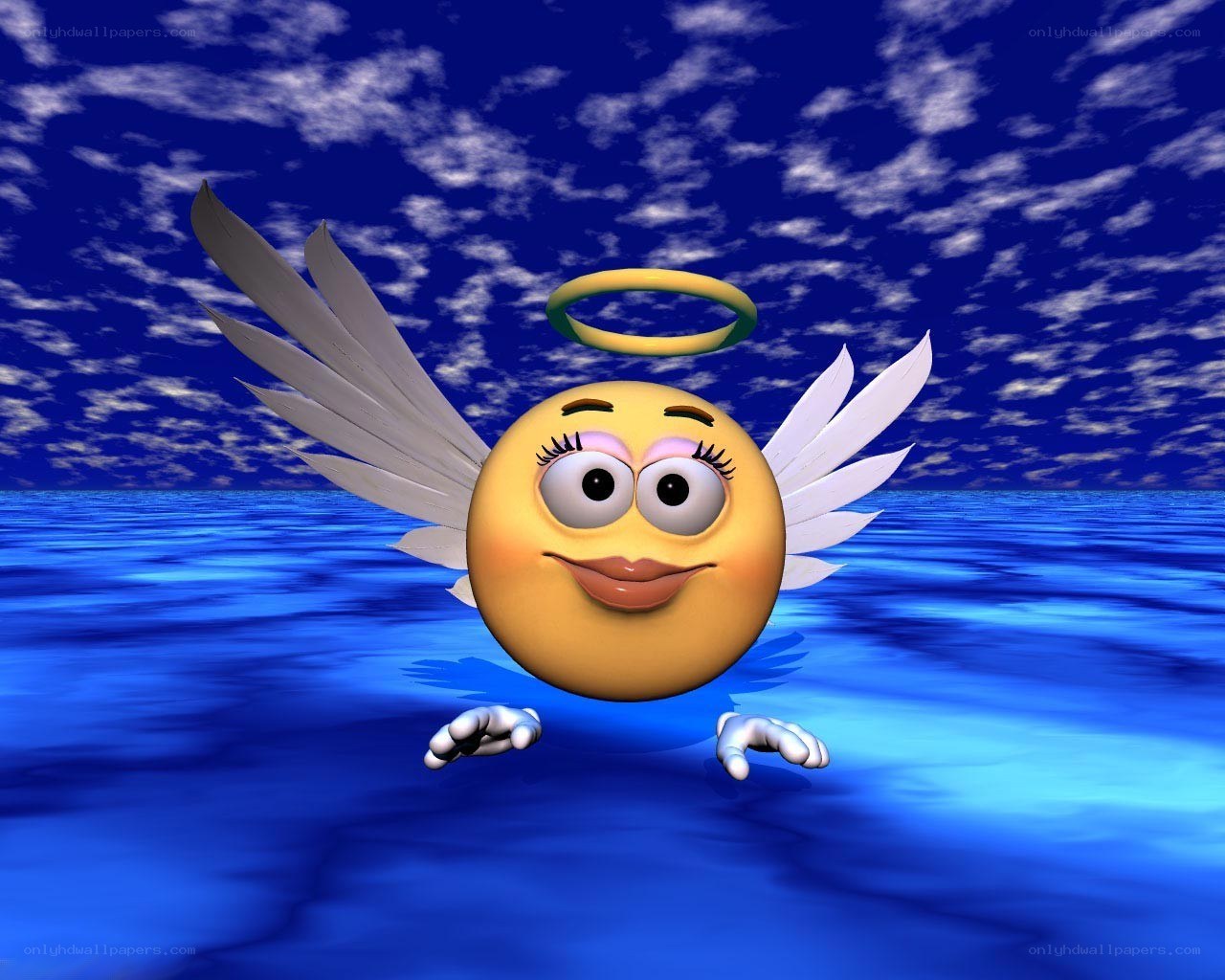 angel emoji over water