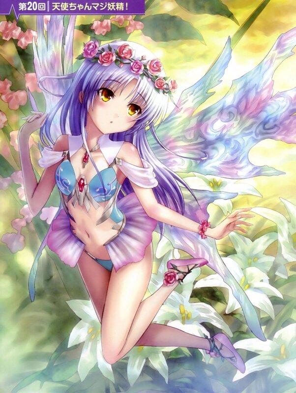 Angel fairy in a flower garden