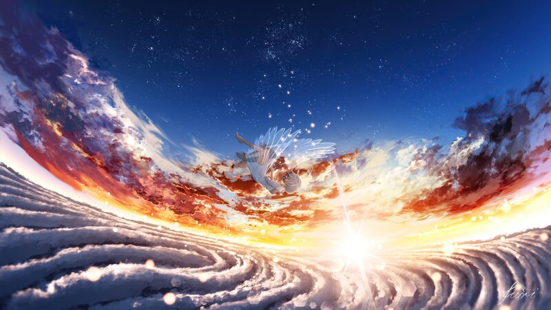 Angel Falling Through Sky