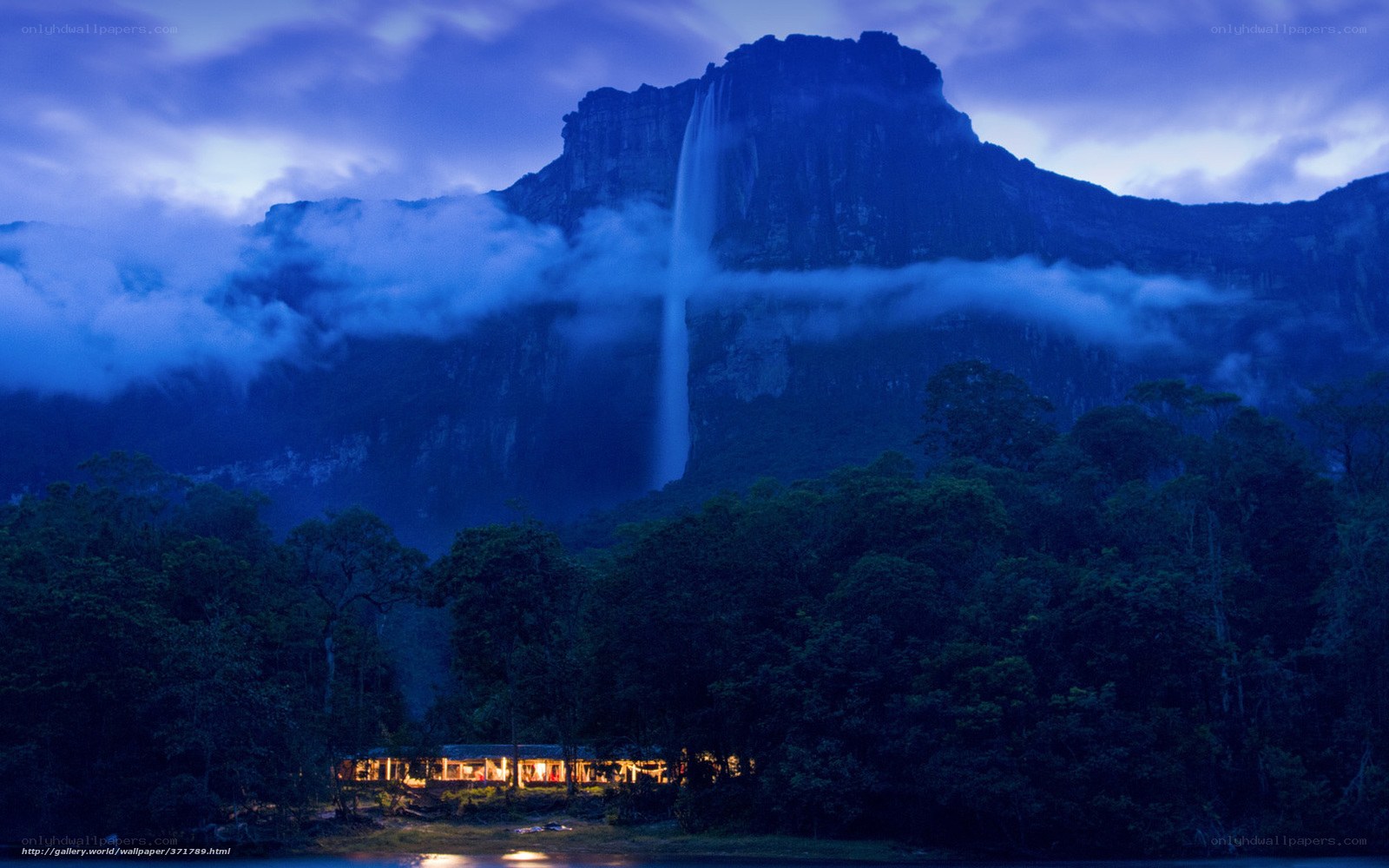 Angel Falls at dusk