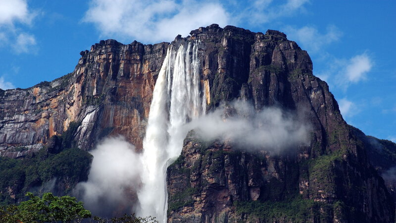 Angel Falls Waterfall — Blue, Dramatic, Afternoon, Photograph, Cliff, Clouds