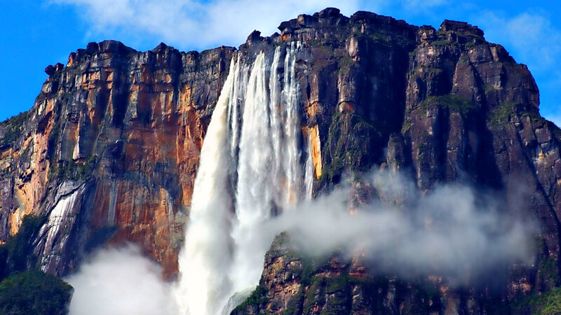 Angel Falls Waterfall — Blue, Dramatic, Afternoon, Photograph, Cliff