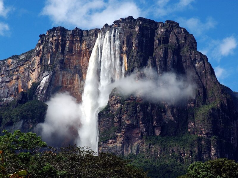 Angel Falls Waterfall — Blue, Dramatic, Afternoon, Photograph, Mountain