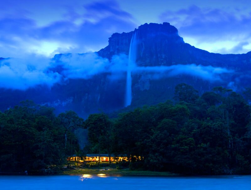 Angel Falls Waterfall — Blue, Dramatic