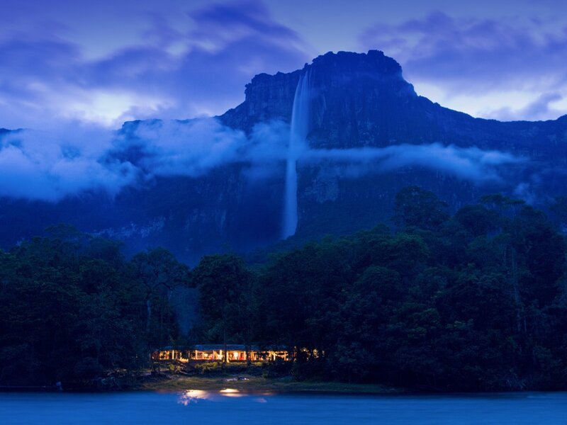 Angel Falls Waterfall — Blue, Serene