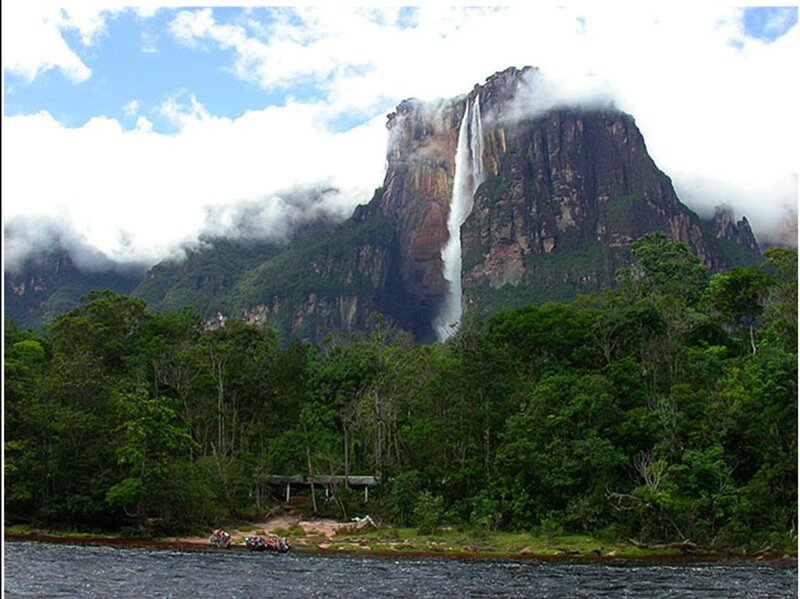 Angel Falls Waterfall — Green, Dramatic, Afternoon, Photograph, Mountain