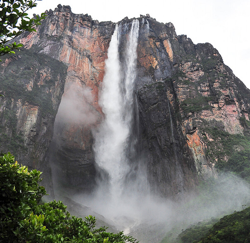 Angel Falls Waterfall — Green, Dramatic, Photograph, Cliff, Mist