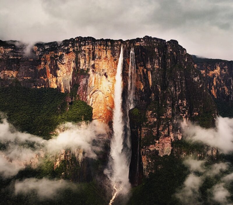 Angel Falls Waterfall — Green, Dramatic, Photograph, Cliff