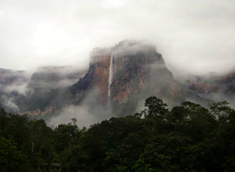 Angel Falls Waterfall — Green, Misty