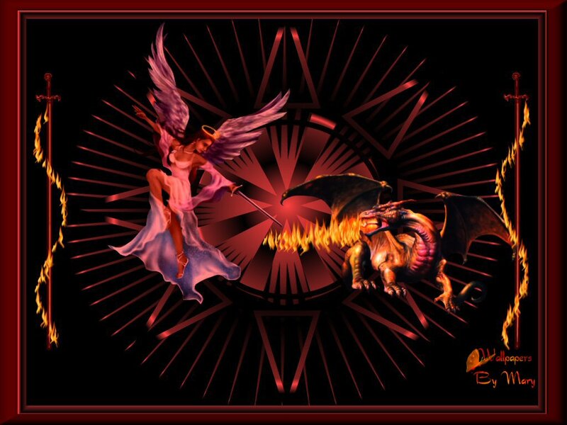 Angel Fighting Dragon — Black