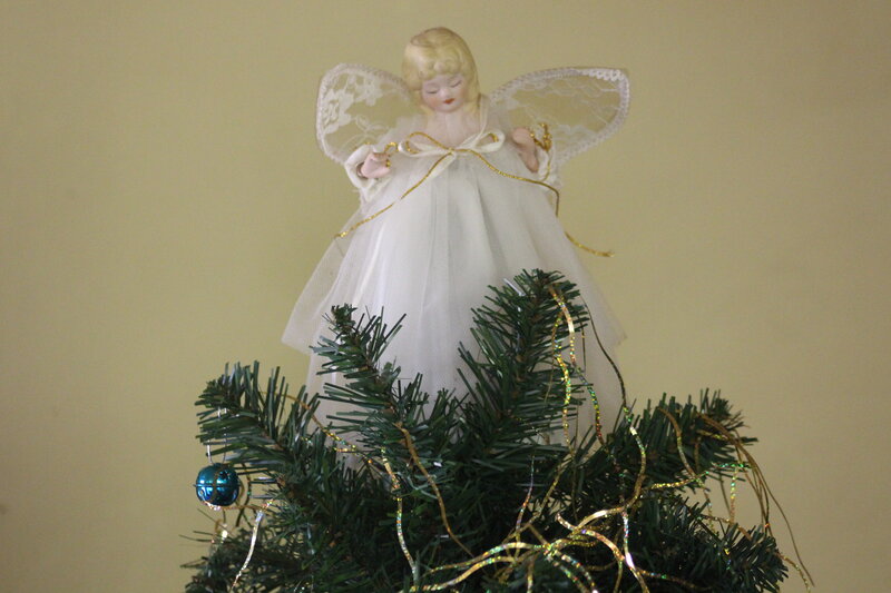 Angel Figurine on Tree — White
