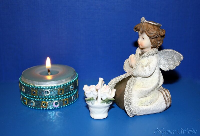 Angel Figurine with Candle — Blue