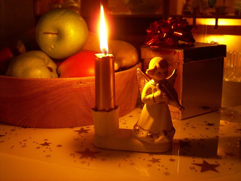 Angel Figurine with Candle — Orange