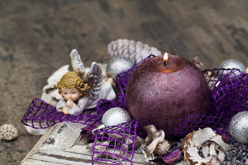 Angel Figurine with Candle — Purple