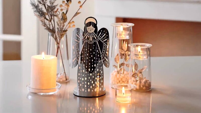 Angel Figurine with Candles — White