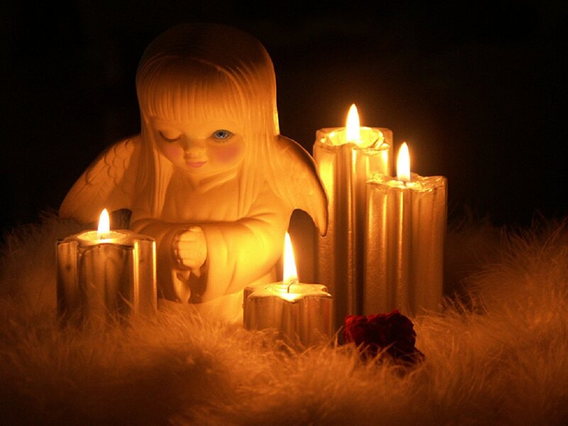 Angel Figurine with Candles — Yellow, Serene