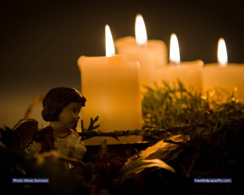 Angel Figurine with Candles — Yellow