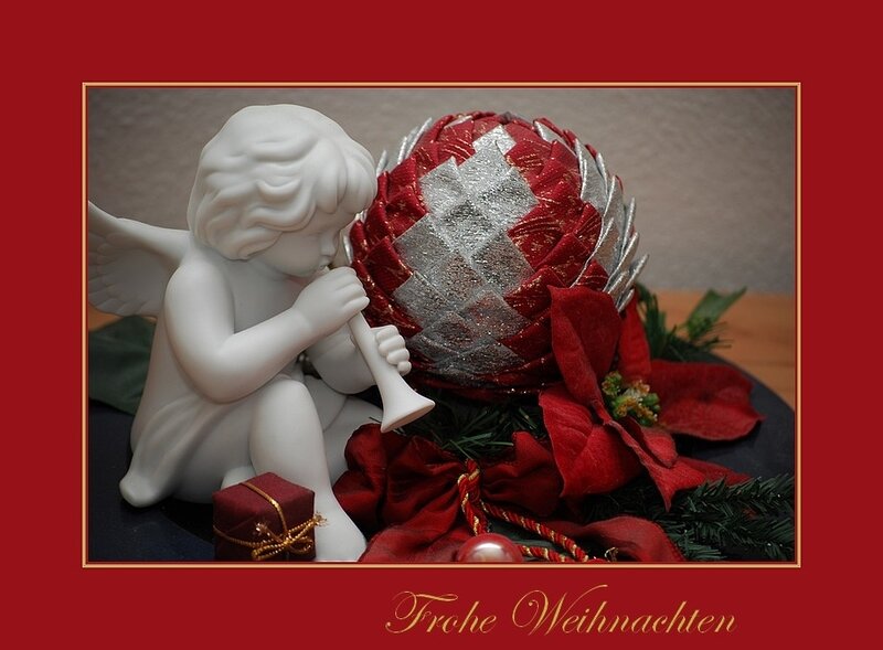 Angel Figurine with Ornaments — Red