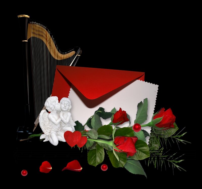 Angel Figurine with Roses — Red