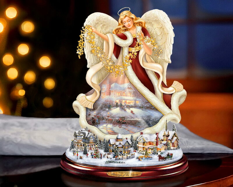 Angel Figurine with Village