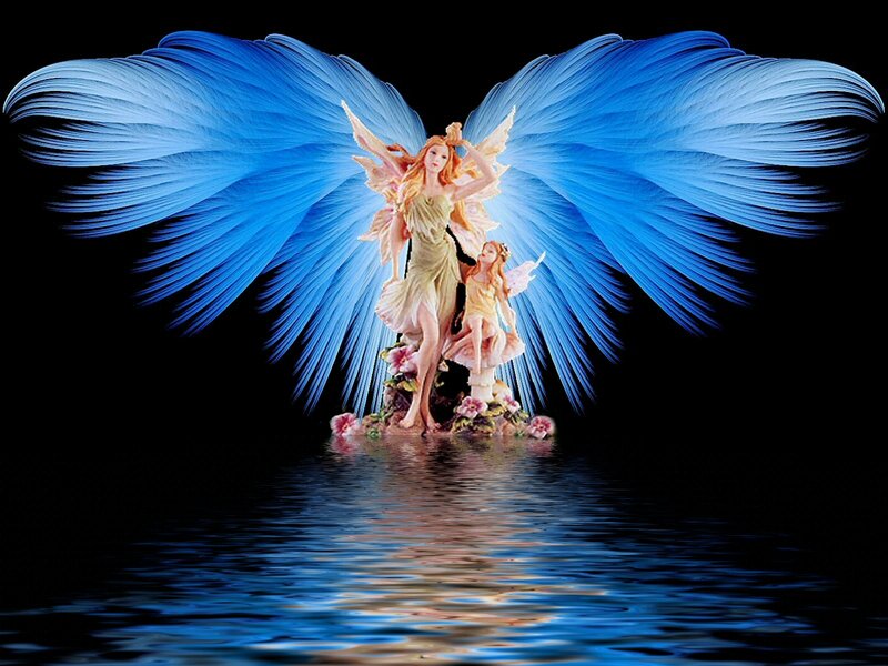 Angel Figurine with Wings — Blue