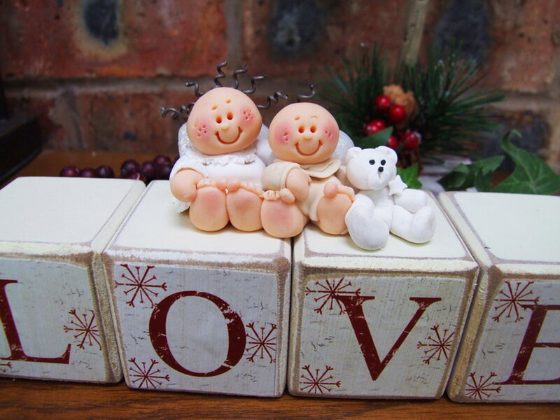 Angel Figurines on Blocks