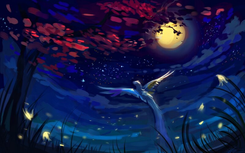 Angel Flying at Night