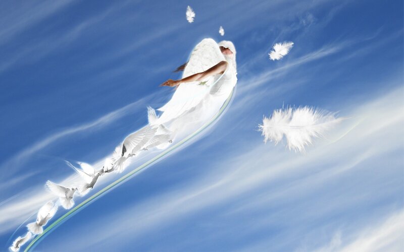 Angel Flying in Sky — Blue