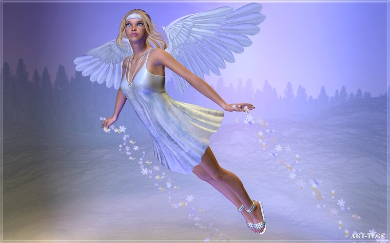 Angel Flying in Snow