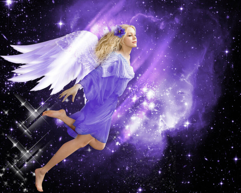 Angel Flying in Space