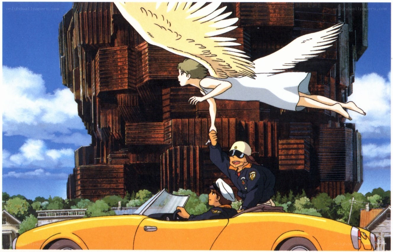 Angel flying over car