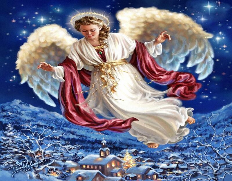 Angel Flying over Village