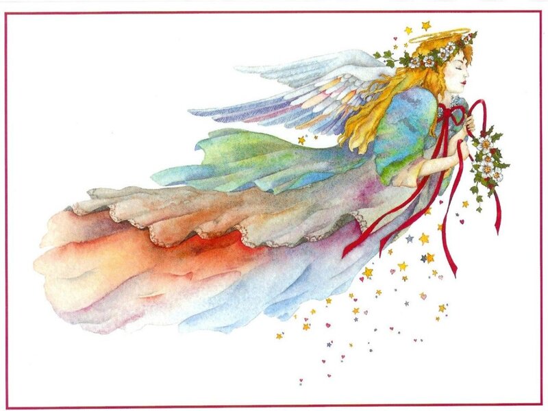 Angel Flying with Flowers